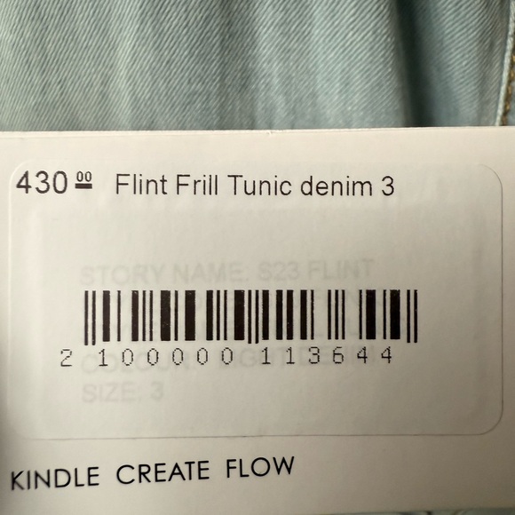 NWT FLANNEL Flint Frill Tunic Denim Dress Ruffle Baggy Oversized Pockets Blue L - Picture 6 of 8